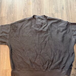 aerie Ribbed Crewneck Sweatshirt - Charcoal